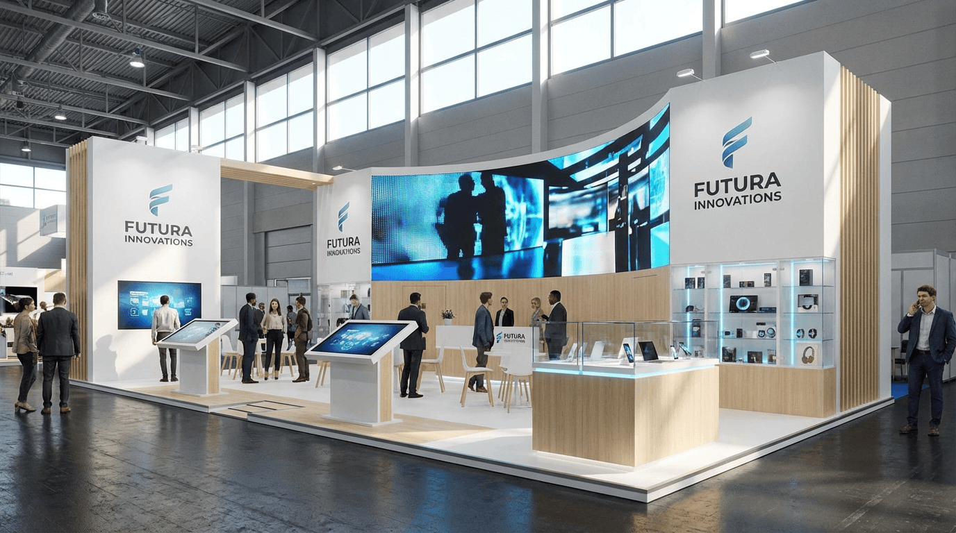 Guia: disenar un stand de exposicion y visualizarlo con IA